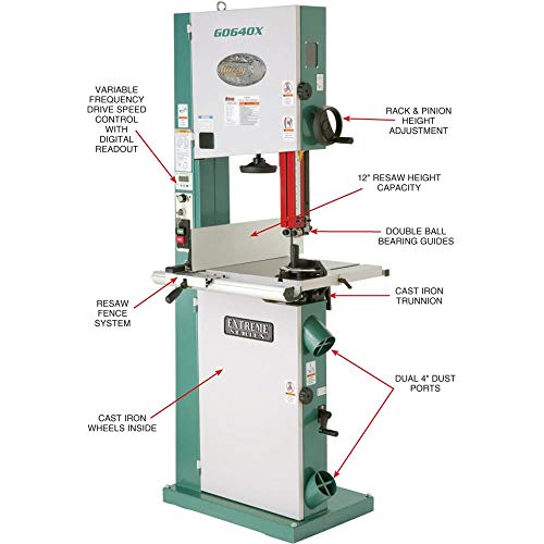 Grizzly Industrial G0640X - 17" 2 HP Metal/Wood Bandsaw w/Inverter Motor - WoodArtSupply