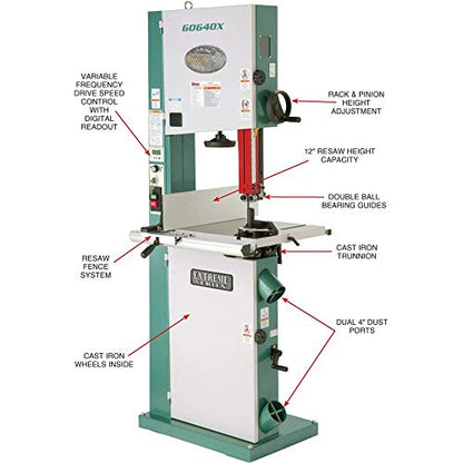 Grizzly Industrial G0640X - 17" 2 HP Metal/Wood Bandsaw w/Inverter Motor - WoodArtSupply