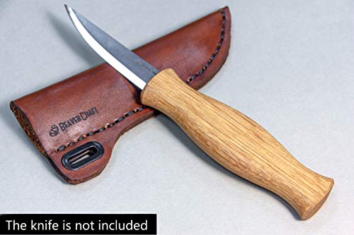 BeaverCraft Knife Leather Sheath SH1 6" x 2.4" Fixed Blade Knife Leather Sheath for Fixed Blade Knives Belt Fits up to 3.5" Blade Knives Genuine - WoodArtSupply