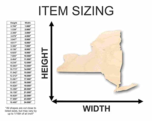 Unfinished Wood New York Shape - State - Craft - up to 24" DIY 24" / 1/4" 24 Hour Crafts