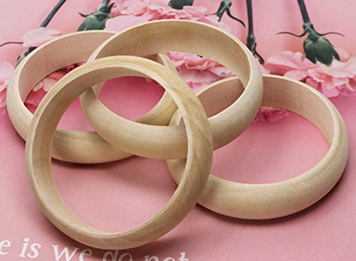 Penta Angel Wood Bangle Bracelets 4Pcs 2.83inch Unfinished Natural Round Wooden Ring for Art & Craft Project DIY Jewelry Making - WoodArtSupply