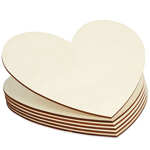 12 Inch Unfinished Wooden Hearts for Crafts, DIY Holiday Decor (6 Pack)
