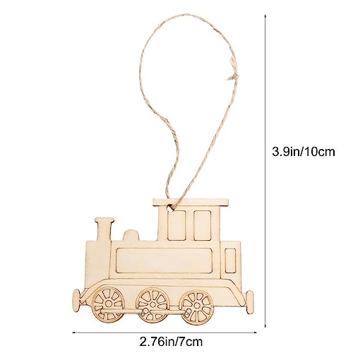 MAGICLULU 20Pcs Unfinished Train Cutouts Blank Wooden Slices to Paint Train Pendant with Ropes for Crafts Christmas Party Train Hanging MAGICLULU