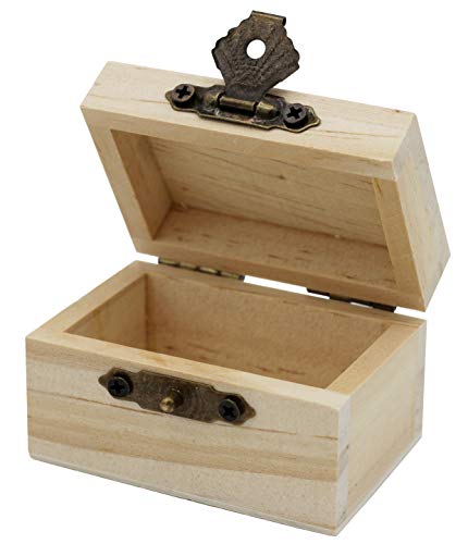 Creative Hobbies 12-Pack Mini Wooden Treasure Boxes with Locking Clasp - Unfinished Wood Treasure Chest for Party Favors, DIY Projects, Home Decor, Creative Hobbies