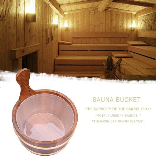 Astarama Sauna Bucket and Ladle, Handmade Cedar Wooden Hot Tub Barrel Sauna Natural Sauna Spa Accessory Bath Accessories Supplies Astarama