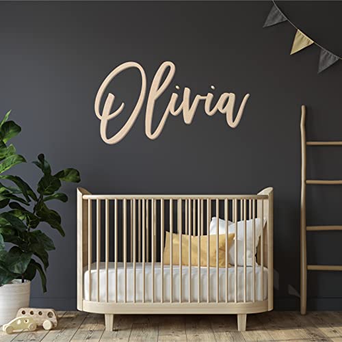 Wood Name Sign, Personalized Wood Letters, Custom Name Sign, Name Sign for Nursery, Baby Name, Choice of 35 Fonts and Size - WoodArtSupply