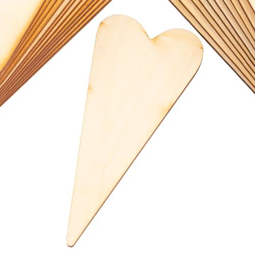 Factory Direct Craft Pack of 24 Unfinished Wooden Folk Heart Cutouts - Blank Wood Heart Shapes DIY Valentine's Day Sweetest Day Craft Projects Made Factory Direct Craft