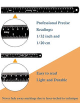 Zotemo Metal Ruler Kit 12 Inch and 6 Inch, Stainless Steel Rulers with Centimeters, Inches and Conversion Table for Office and School, 2 Pack Zotemo