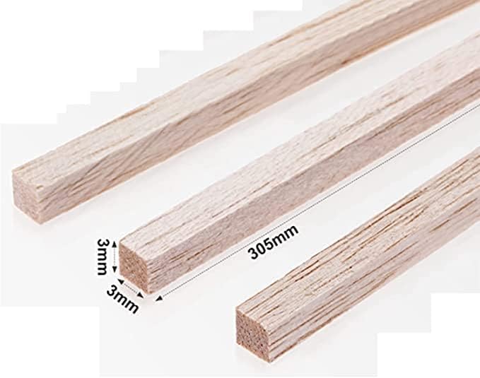 EDOBLUE 150 Pcs Balsa Wood Sticks 1/8 Inch Hardwood Square Dowels Unfinished Wooden Strips for DIY Molding Crafts Projects Making Length 13 Inch