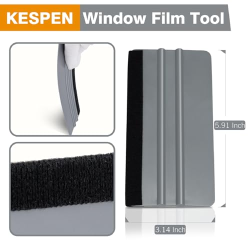 KESPEN Window Felt Squeegee, Vinyl Scraper for Window Privacy Film and Car Glass, Tint Squeegee Installation Tool Protection Scratches Film Soothing, KESPEN WINDOW FILMS