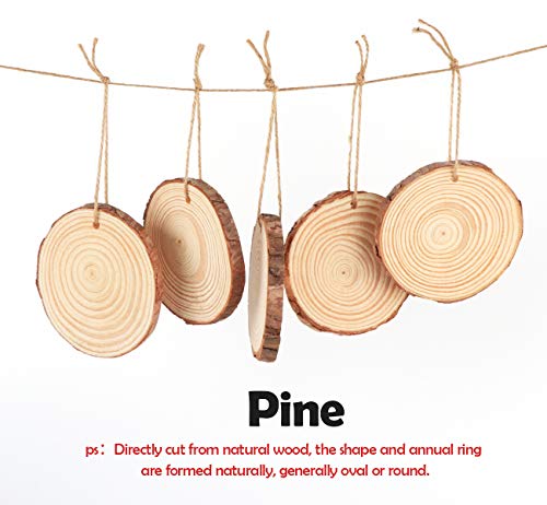 Natural Wood Slices 30Pcs 3.1''-3.5'' Unfinished Wood kit with Pre-drilled Hole, Wood Slices Ornaments for Christmas DIY Rustic Crafts Wooden Circles ilauke