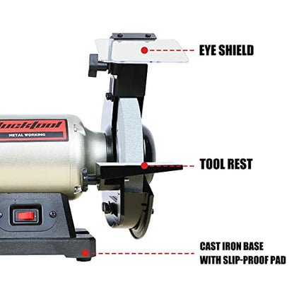 BUCKTOOL 3/4 HP 4.8A 8 Inch High-Speed Bench Grinder, Professional Wobble-free Table Wheel Grinder for Knife, Chisel, Blade, TLG-200L5