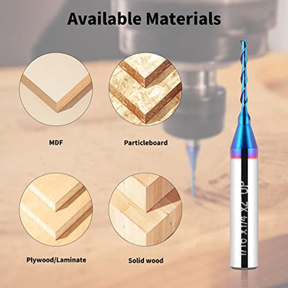 EANOSIC Upcut Spiral Router Bit 1/4 inch Shank, 1/16 inch Cutting Diameter Solid Carbide with Blue Nano Coated CNC Router Bits End Mill for Wood - WoodArtSupply