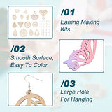 32pcs Wooden Earring Charms Unfinished Natural Wood Filigree Pendants in Butterfly Teardrop Flower Leaf Elephant Heart Shape with Ear Hooks & Ear EEE ELECRELIVE