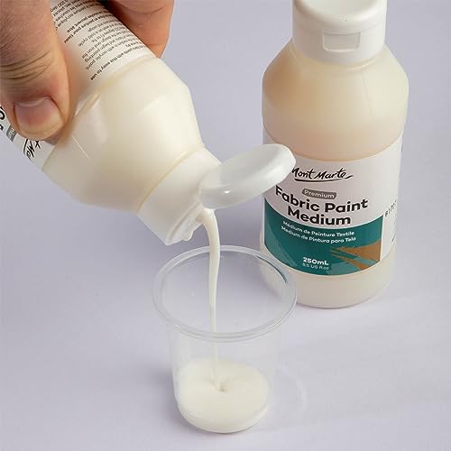MONT MARTE Fabric Paint Medium Premium (8.5 US fl.oz), Textile Medium For Fabric Painting, Easy to Use, Prevents Flaking, Ideal for Clothes and MONT MARTE