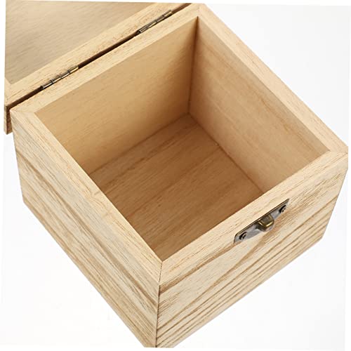 VILLCASE 4pcs Box Wooden Gift Box Wooden Trinket Chest Unfinished Treasure Chest Snack Containers Locker Decorations Snack Food Gifts Photo Gifts VILLCASE