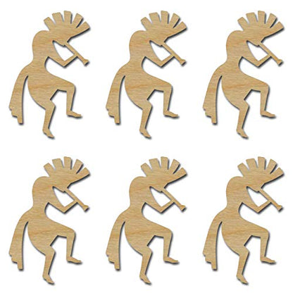 Artistic Craft Supply Kokopelli Shape Unfinished Wood Cut Outs Dancing Man 3" Inch 6 Pieces KOK03-06