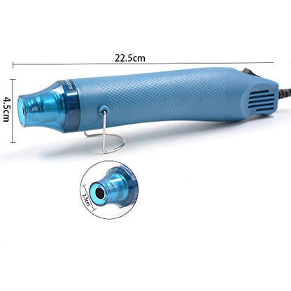 mofa emboss Heat Gun, Hot Air Gun Tools Shrink Gun with Stand For DIY Embossing And Drying Paint Multi-Purpose Electric Heating Nozzle 300W 110V (Blue,Blue)