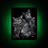 Royal and Langnickel Silver Engraving Art, Tabby Cat and Kittens Royal & Langnickel