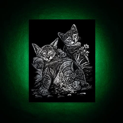 Royal and Langnickel Silver Engraving Art, Tabby Cat and Kittens - WoodArtSupply