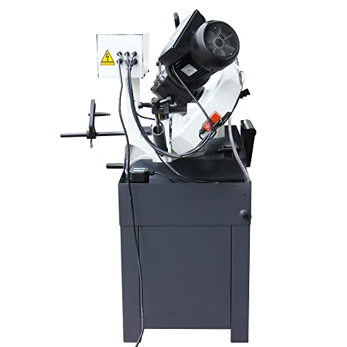 KAKA INDUSTRIAL BS-108G horizontal bandsaw, 10”x7.9" round metal stock at 90°. Swivel head miters up to 60°.Metal Cutting Band Saw Motor power 1.1kw KAKA INDUSTRIAL