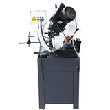 KAKA INDUSTRIAL BS-108G horizontal bandsaw, 10”x7.9" round metal stock at 90°. Swivel head miters up to 60°.Metal Cutting Band Saw Motor power 1.1kw KAKA INDUSTRIAL