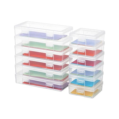 novelinks Stackable Plastic Clear Storage Box Containers with Latching Lid - Art Craft Supply Organizer Storage Containers for Pencil Box, Lego,