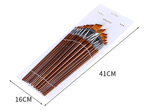 Paint Brushes Nylon Hair Angular Brushes 13pcs Long Handle Acrylic Paint Brush Set for Canvas Painting Oil Paint Professional Painting Kits (Angular - WoodArtSupply