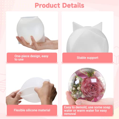 4.7'' & 4''Large Sphere Resin Molds, 2 Pcs Ball Shape Silicone Molds, One-Piece 3D Seamless Globe Epoxy Resin Molds, Large Sphere Resin Casting Mould COSYOO