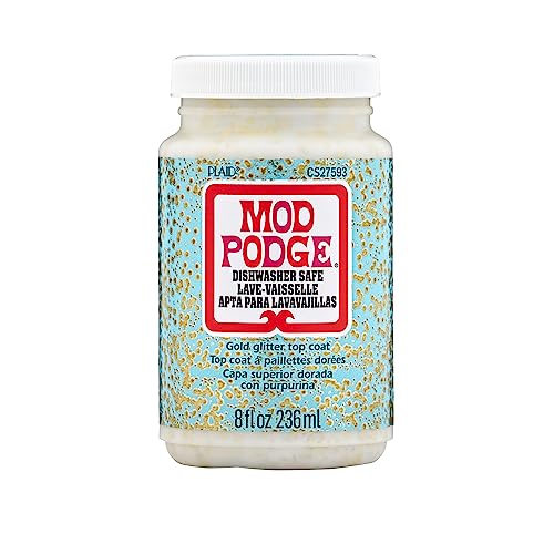 Mod Podge CS27593 Dishwasher Safe Glitter Gold, 8 fl oz Multi-Purpose Formula, Perfect for Easy to Apply DIY Arts and Crafts Mod Podge