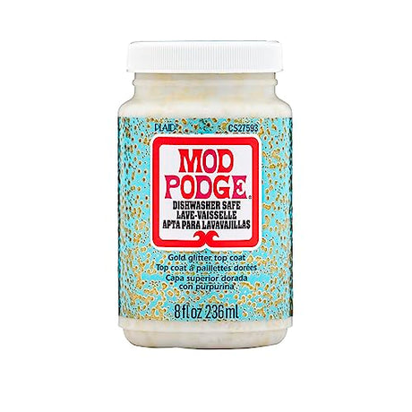 Mod Podge CS27593 Dishwasher Safe Glitter Gold, 8 fl oz Multi-Purpose Formula, Perfect for Easy to Apply DIY Arts and Crafts Mod Podge