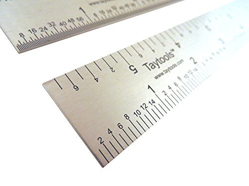 Taytools 6 Inch Rigid Machinist Rule Ruler Hardened Spring Steel 4R Graduations in 1/8, 1/16, 1/32 and 1/64 Inches MRSAE Taytools