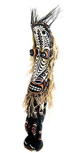 OMA Good Luck Tiki God Wood Carved African Statue Masai Figures Polynesian, Large Size Brand - WoodArtSupply