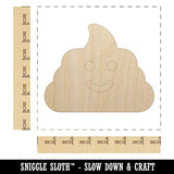Smile Poop Face Emoticon Unfinished Wood Shape Piece Cutout for DIY Craft Projects - 1/4 Inch Thick - 6.25 Inch Size Sniggle Sloth