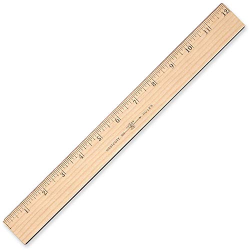 Westcott Wood Ruler Measuring Metric and 1/16 " Scale With Single Metal Edge, 30 cm (10375) - WoodArtSupply