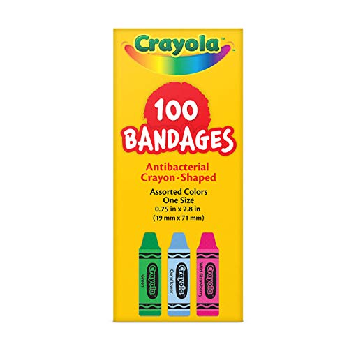 Crayola Shaped Kids Bandages, 100 CT | Great for Birthdays, Party Supplies, Stickers, Stocking Stuffer or White Elephant Gift | Adhesive Bandages for Crayola