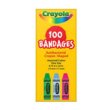 Crayola Shaped Kids Bandages, 100 CT | Great for Birthdays, Party Supplies, Stickers, Stocking Stuffer or White Elephant Gift | Adhesive Bandages for Crayola