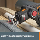 Worx 20V AXIS 2-in-1 Cordless Reciprocating Saw & Jig Saw, Orbital Cutting Reciprocating Saw, Pivoting Head Jigsaw Tool with Tool-Free Blade Change, WORX