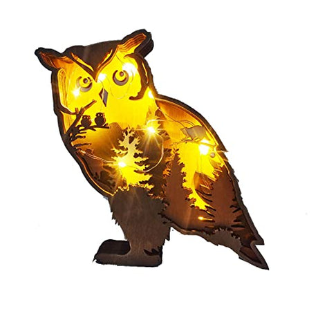Edlike Rustic Owl Wooden Centrepiece with 3D Multilayer Wall Art Decor Edlike