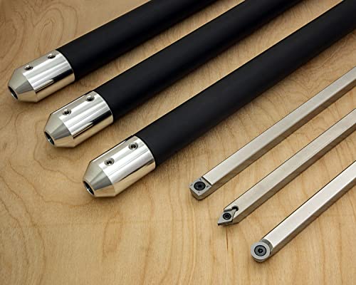 Simple Woodturning Tools Carbide Lathe Turning Tool Set of 3 Full Size with 17" Foam Grip Handles, USA Made Simple Woodturning Tools