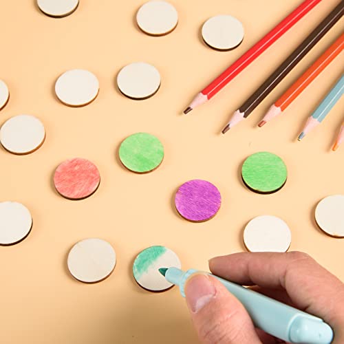 300 Pieces Unfinished Wood Circles, 1 Inch Wood Circles for Crafts, Small Round Wooden Discs Wood Blanks Round Cutouts Ornaments Slices for DIY Art