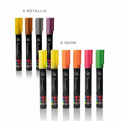 JumpOff Jo - 48 Pack of Liquid Chalk Markers – Reversible Chisel and Round Tip - Neon, Metallic, and White Included - Age 6+ JumpOff Jo