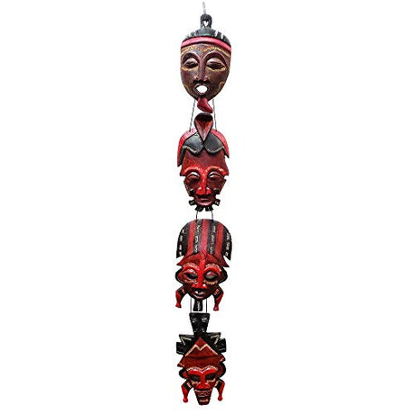 Stoneage Arts African Masks Wall Hanging Art Hand Carving Safari Décor Wall Head Sculpture Wild Animal and Tribal Features Faces Hanging Together for Stoneage Arts