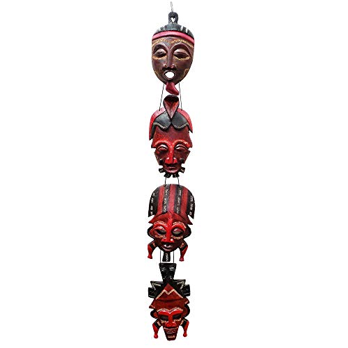 Stoneage Arts African Masks Wall Hanging Art Hand Carving Safari Décor Wall Head Sculpture Wild Animal and Tribal Features Faces Hanging Together for