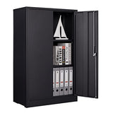 GREATMEET Locking Metal Storage Cabinet with 2 Adjustable Shelves, Office Cabinet with Storage Shelves and Double Doors, 42”H Steel Cabinet for GREATMEET