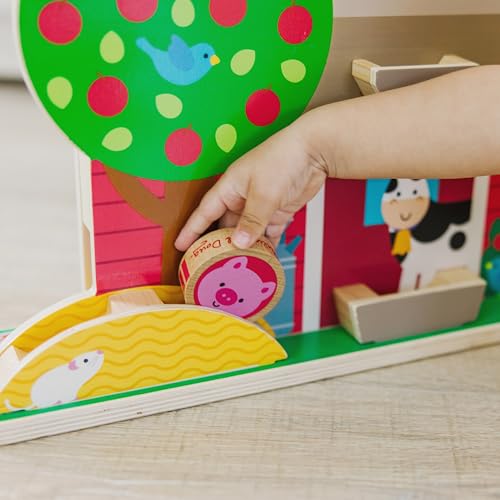 Melissa & Doug GO Tots Wooden Barnyard Tumble with 4 Disks - Farm Themed, Stack And Drop Developmental Toys For Toddlers Ages 1+ Melissa & Doug
