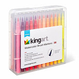 KINGART Watercolor Brush Markers, 36 Piece, Multicolor, 410-36 KINGART