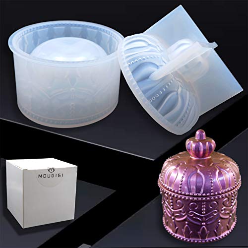 MOUGIGI Resin Box Mold, Crown Resin Jar Mold, Jewelry Box Molds for Resin, Storage Box Bottle Silicone Resin Molds for DIY Jewelry Container Resin - WoodArtSupply