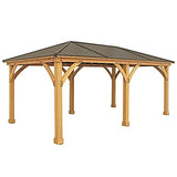 Yardistry 12' x 20' Meridian Cedar Wood Gazebo Pavilion for Patios, Decks, Garden, Backyard, Durable, Aluminum Roof Yardistry