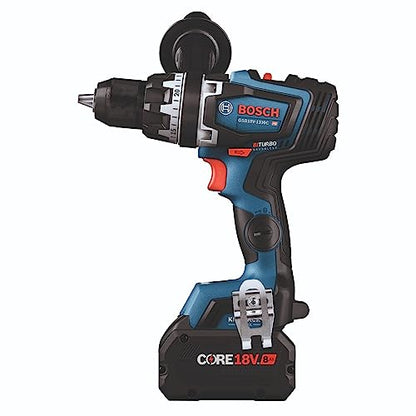 BOSCH GXL18V-260B26 18V 2-Tool Combo Kit with 1/2 In. Hammer Drill/Driver, 1/4 In. and 1/2 In. Two-In-One Bit/Socket Impact Driver, (1) CORE18V 8 Ah - WoodArtSupply